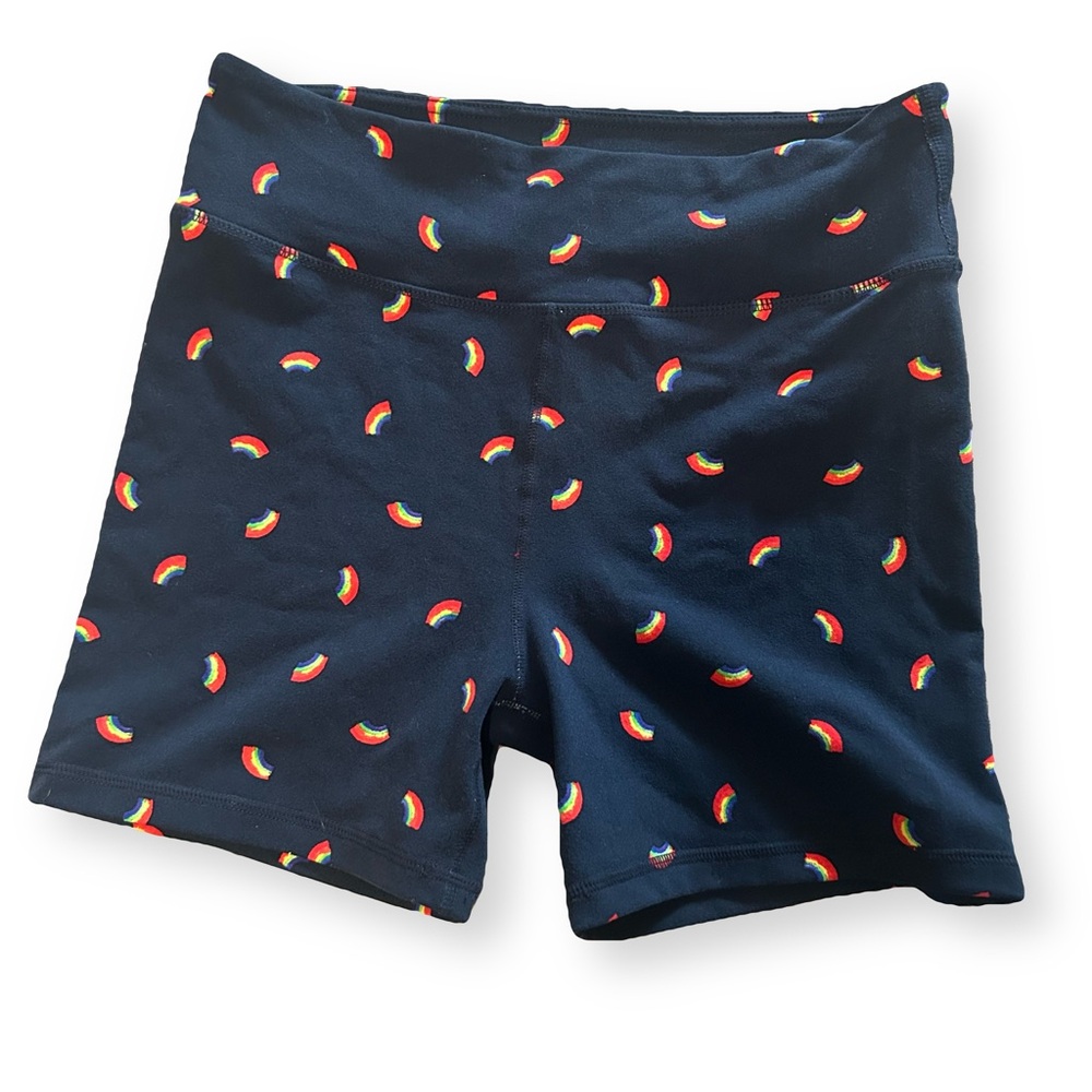 American Apparel / Navy Blue Bike Shorts with Rainbow Pattern size Medium